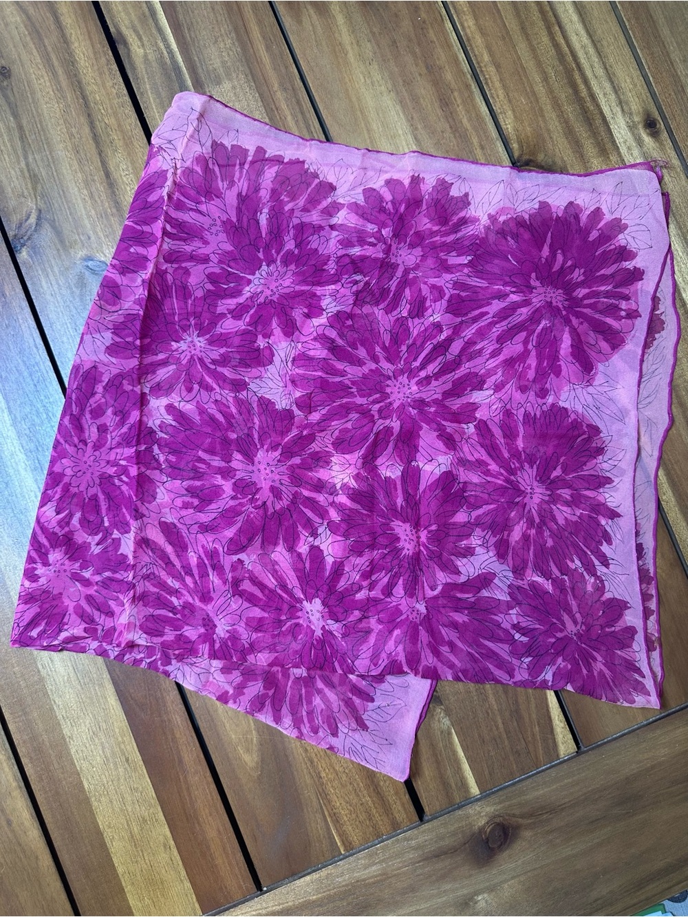 Vera Floral Sheer Square Scarf - Pink